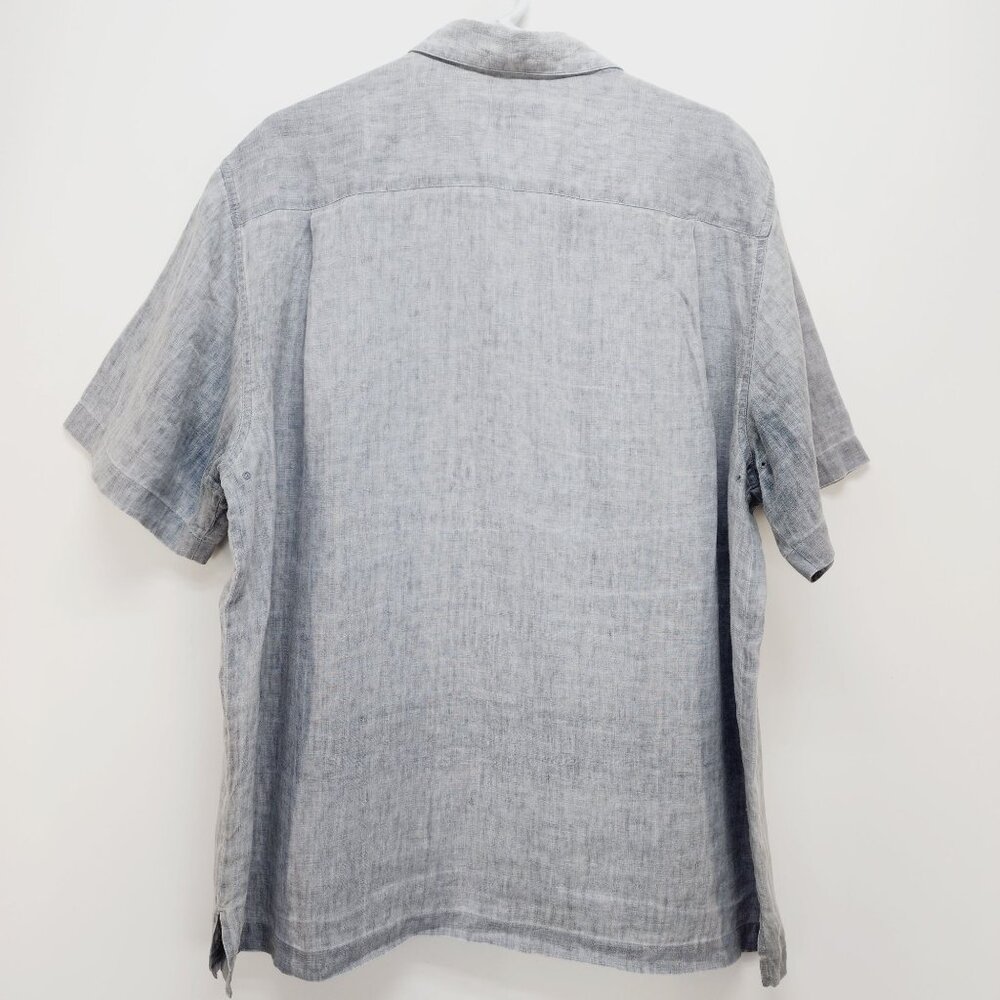 Nat Nast shirt American Fit Luxury Gray Short Sleeve Button-Up  L 100% Linen - Picture 6 of 8